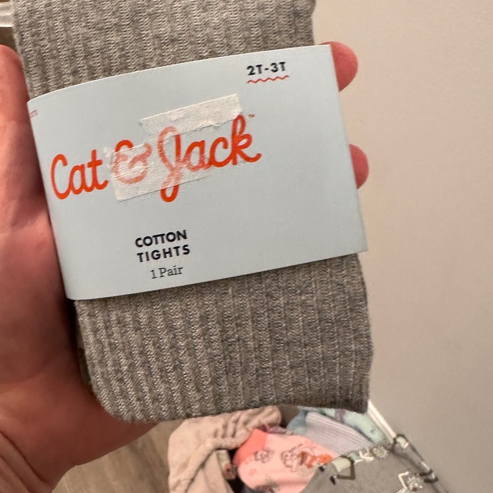 Cat & Jack Ribbed Grey Footed Tights
